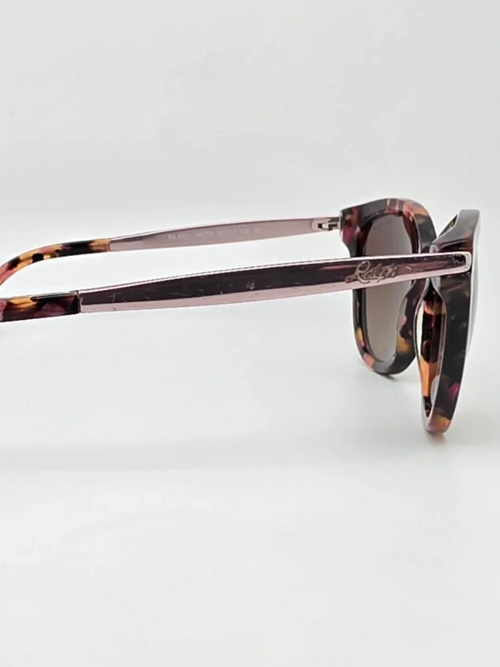 Ralph Lauren RA5201 1457T5 Pink Marble Frame Polarized Brown Cat Eye Sunglasses